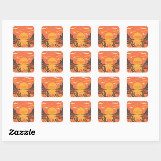 Sticker Carré Coucher de soleil
