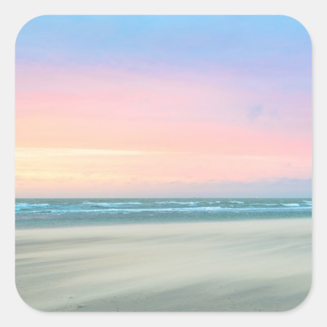 Sticker Carré Coucher de soleil Abstrait sur la plage de La Haye (Devant)