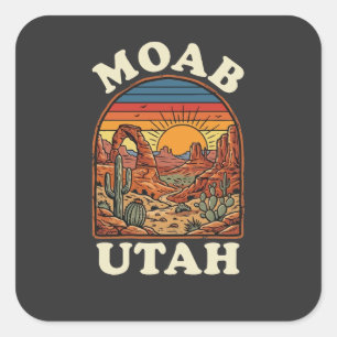 Sticker Carré Coucher de soleil dans le désert de Moab Utah Vo