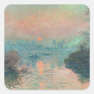 Sticker Carré Coucher de soleil de Monet sur la Seine Impression