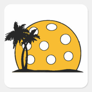 Sticker Carré Coucher de soleil de Pickleball Beach