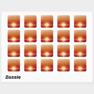 Sticker Carré Coucher de soleil rouge merci