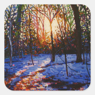 Sticker Carré Coucher de soleil sur la neige 2010