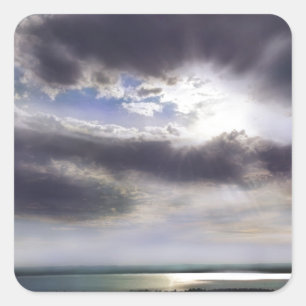 Sticker Carré Coucher de soleil sur la peinture d'aquarelle du l