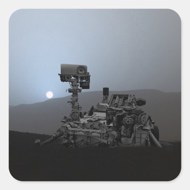 Sticker Carré Coucher de soleil sur Mars Curiosity (Devant)
