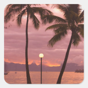 Sticker Carré Coucher de soleil sur Moorea depuis Sofitel Maeva 