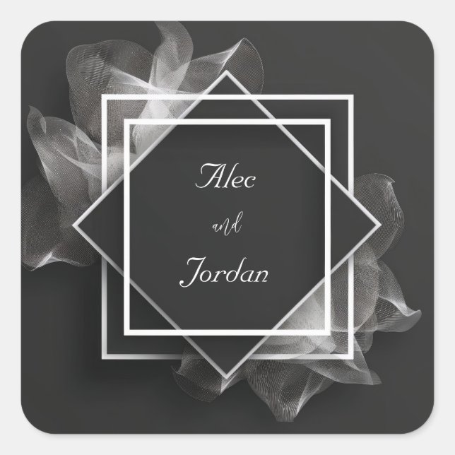 Sticker Carré Couches de maille fumées Élégant Mariage noir (Devant)