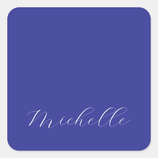 Sticker Carré Couleur bleu profond calligraphie moderne et simpl (Devant)