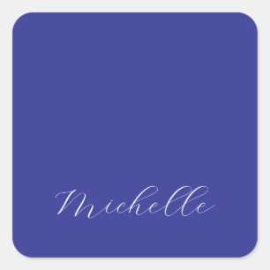 Sticker Carré Couleur Bleu Profond Calligraphie Moderne Simple N