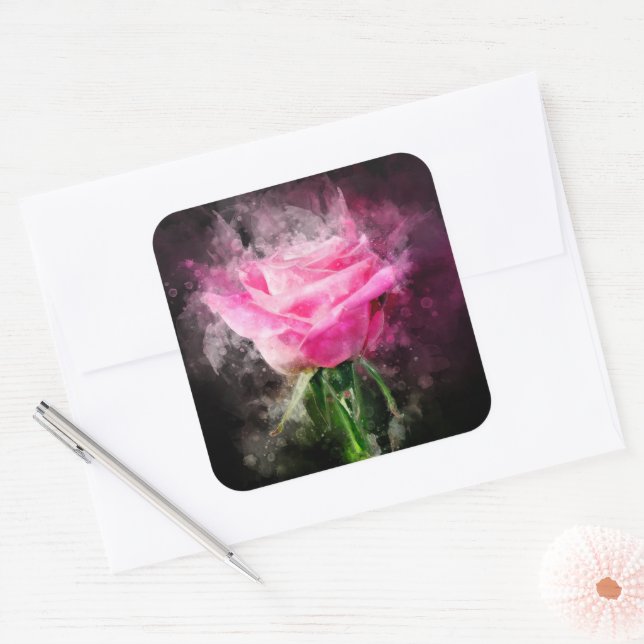 Sticker Carré Couleur de fleur rose - bb (Enveloppe)