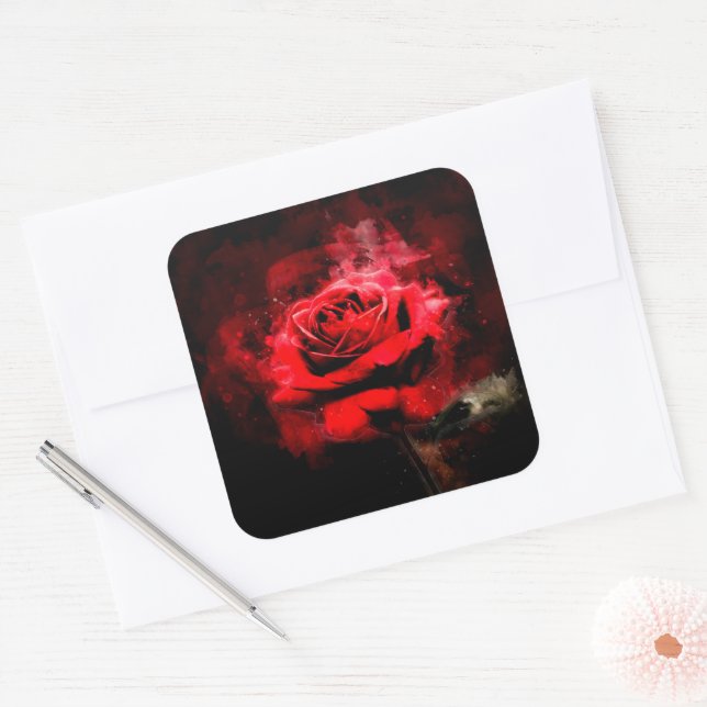 Sticker Carré Couleur de fleur rouge - bb (Enveloppe)