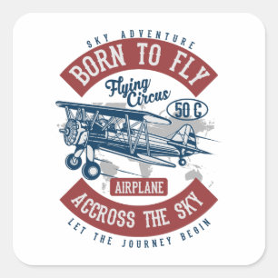 Sticker Carré Couleur de l'avion de l'aviation vintage