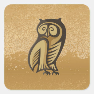 Sticker Carré Couleur du symbole de hibou
