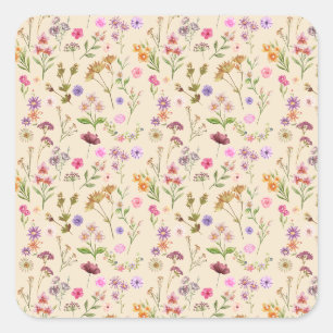 Sticker Carré couleur motif-rose, pourpre, vert-vert