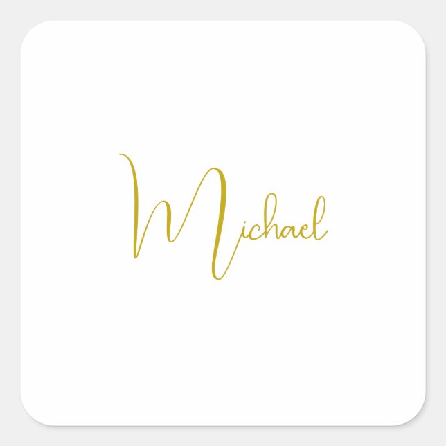 Sticker Carré Couleur Or Élégant Design tendance Script unique (Devant)