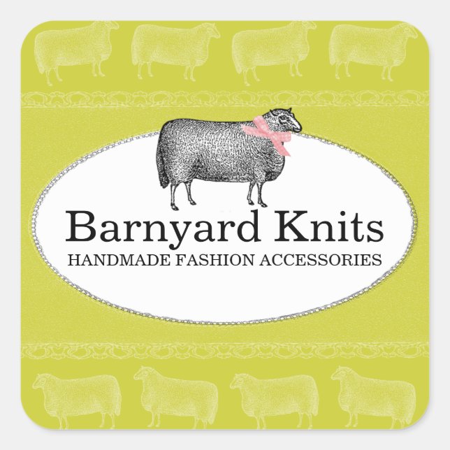 Sticker Carré Couleur personnalisée laine de mouton tricot croch (Devant)