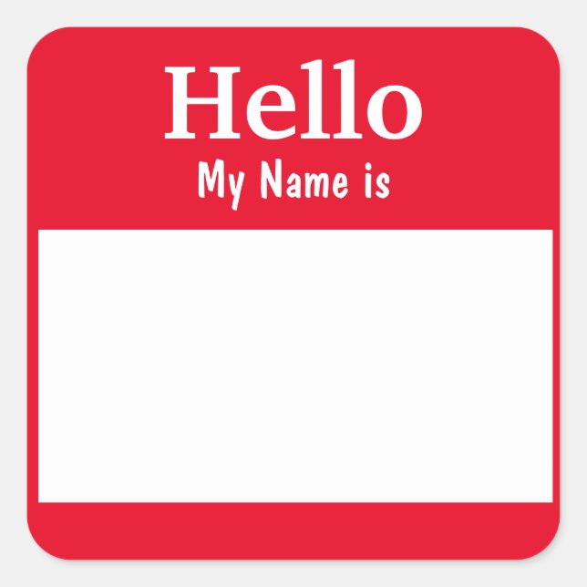 Sticker Carré Couleur rouge entièrement personnalisable 'Hello M (Devant)