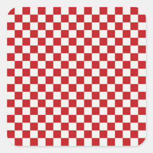 Sticker Carré Couleurs Checkered rouges et blanches de BBQ de