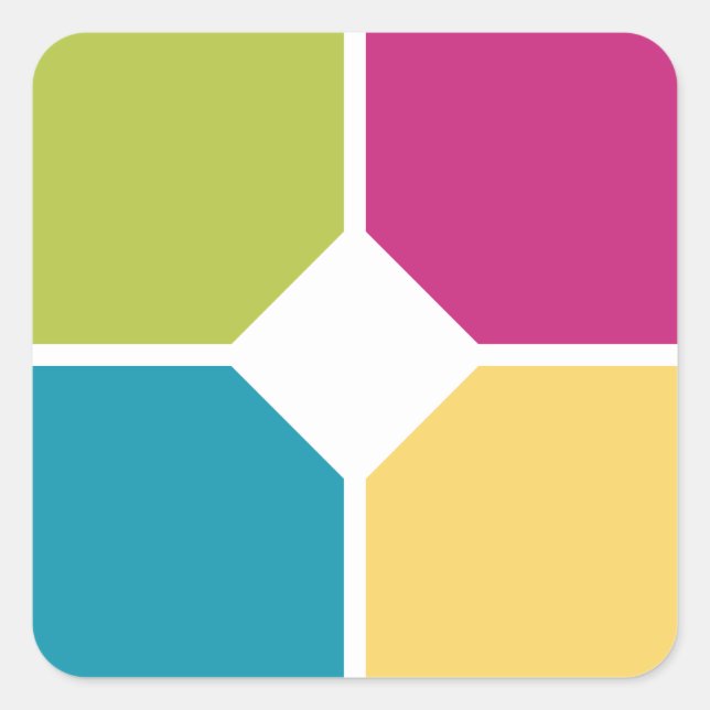 Sticker Carré COULEURS D'ÉTÉ Quadrants Texte facultatif (Devant)