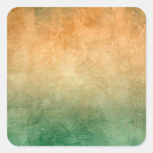 Sticker Carré Couleurs Grunge - Orange & Vert