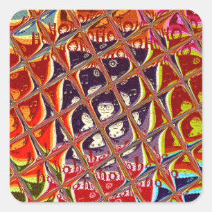 Sticker Carré Couleurs spéciales Noël Père Noël neige HoHoho Art