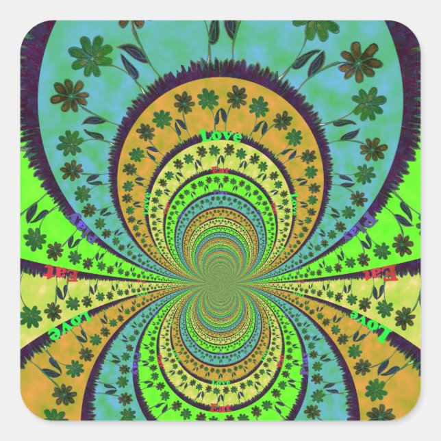 Sticker Carré Couleurs traditionnelles africaines Kaleidoscope A (Devant)