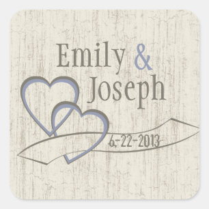 Sticker Carré Country Barn Wood Coeurs Mariages