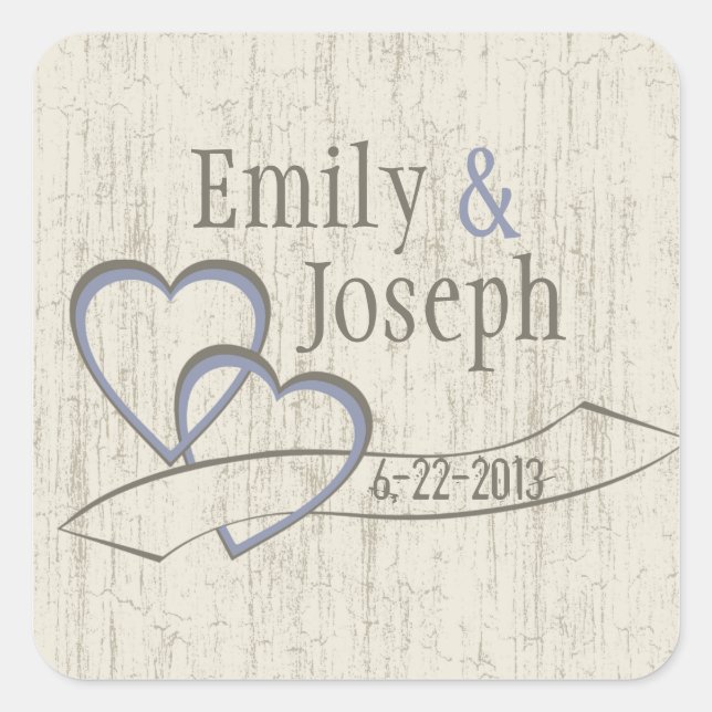 Sticker Carré Country Barn Wood Coeurs Mariages (Devant)