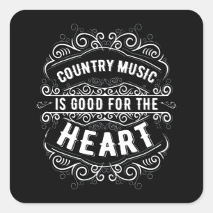 Sticker Carré Country Music Cadeau Femmes Musique Amoureux Musiq