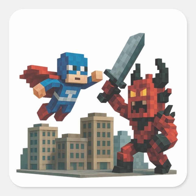 Sticker Carré Coup de projecteur Superhero Skyblade (Devant)