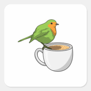 Sticker Carré Coupe Bird Coffee