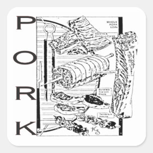 Sticker Carré Coupe d'échine de porc