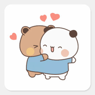 Sticker Carré couple Bubu et dudu Milk et Mocha Bears Kawaii