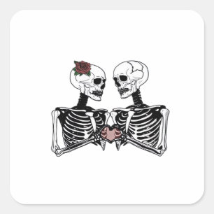Sticker Carré Couple de squelette romantique - Gothique Avec Mai