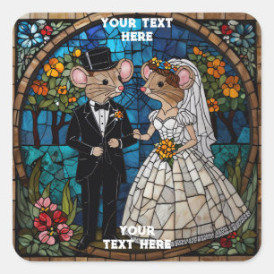 Sticker Carré Couple Mariage mignon