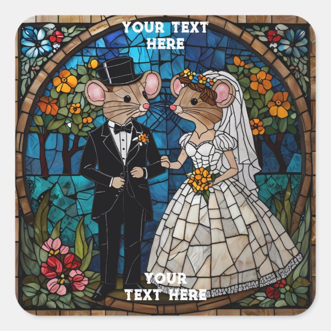 Sticker Carré Couple Mariage mignon (Devant)