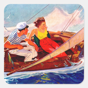Sticker Carré Couple Sailing