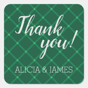 Sticker Carré Couple vert foncé en plaid