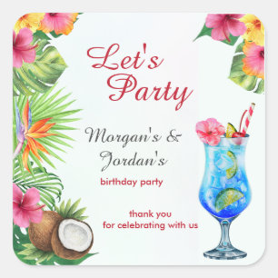 Sticker Carré Couples d'été tropicaux Ami Anniversaire conjoint