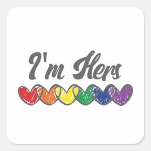 Sticker Carré Couples Gay Correspondant LGBT Im Hers Gay pride