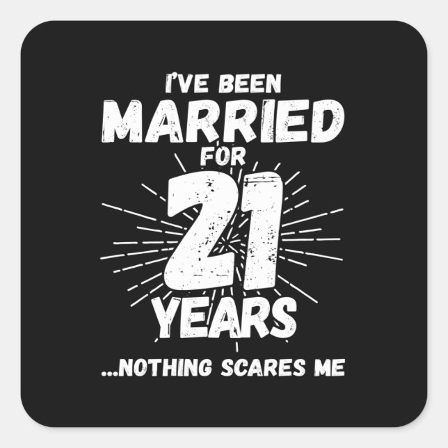 Sticker Carré Couples mariés 21 ans drôle 21ème anniversaire (Devant)