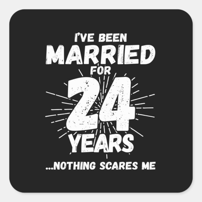 Sticker Carré Couples mariés 24 ans drôle 24e anniversaire (Devant)