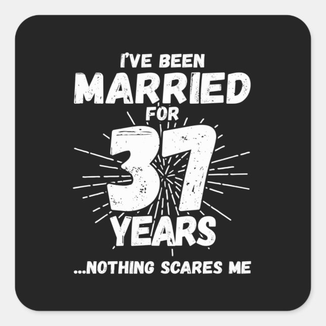 Sticker Carré Couples mariés 37 ans drôle 37ème anniversaire (Devant)