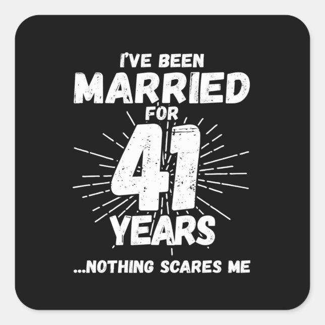 Sticker Carré Couples mariés 41 ans drôle 41ème anniversaire (Devant)