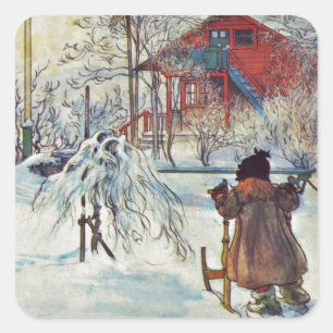 Sticker Carré Cour et Chambre de lavage