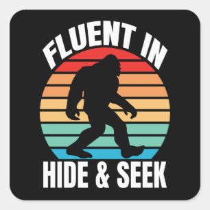Sticker Carré Courant à cache-cache drôle Bigfoot