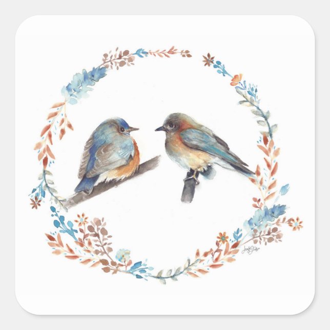 Sticker Carré Courbe florale en duple de Bluebird (Devant)
