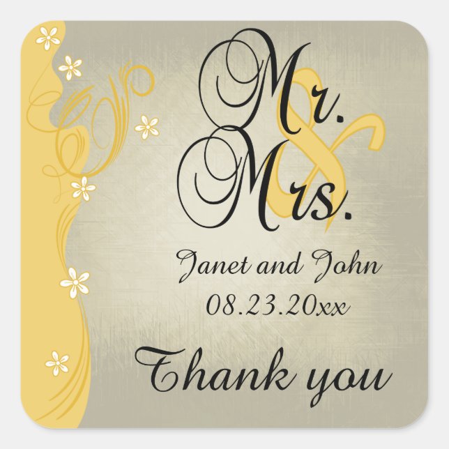 Sticker Carré Courbe vintage | Jaune crème (Devant)