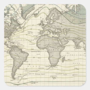 Sticker Carré Courbes isothermes du système d'Alexander von Humb