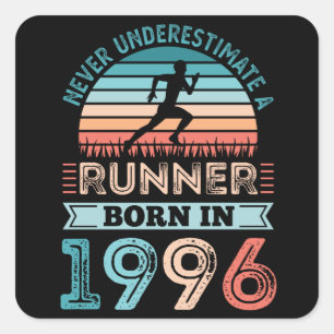 Sticker Carré Coureur né en 1996 30e anniversaire Gift Running 